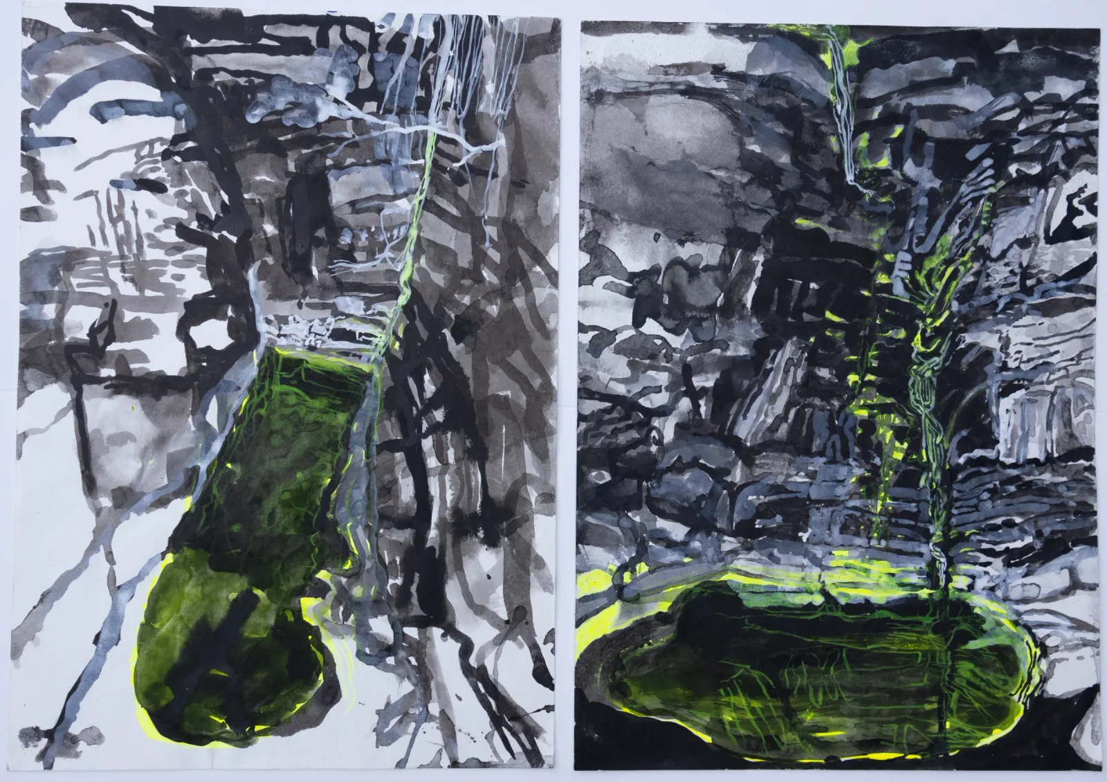 2 drawings from the Grotto and other waterholes in WA